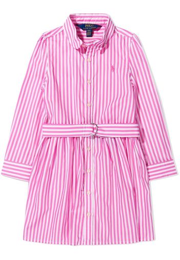 Ralph Lauren Kids stripe-print belted shirtdress - Rosa