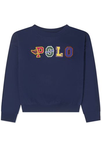 Ralph Lauren Kids appliqué-logo crew-neck sweatshirt - Blau