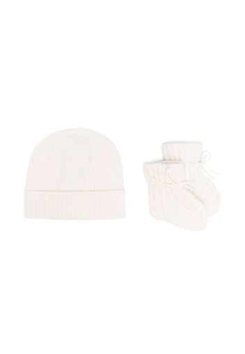 Ralph Lauren Kids cable-knit beanie set - Weiß