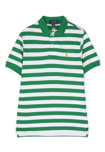 Ralph Lauren Kids logo-embroidered striped polo short - Grün