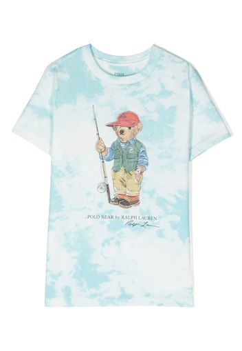 Ralph Lauren Kids tie-dye graphic logo print T-shirt - Blau