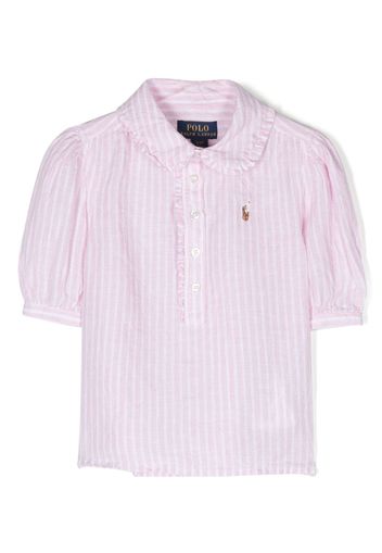 Ralph Lauren Kids logo-embroidered striped linen shirt - Rosa