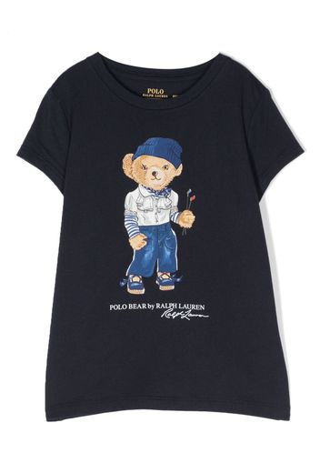 Ralph Lauren Kids polo-bear print T-shirt - Blau