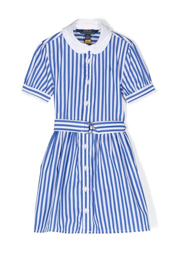 Ralph Lauren Kids belted striped poplin shirtdress - Weiß