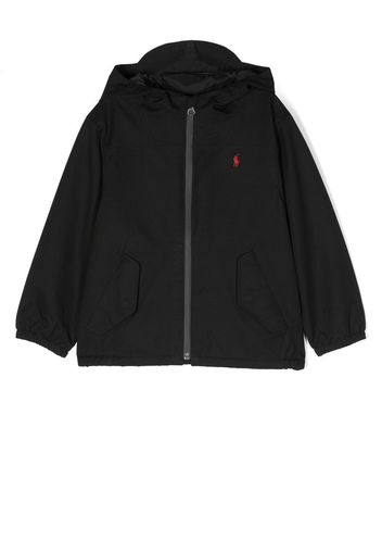 Ralph Lauren Kids embroidered-pony hooded jacket - Schwarz