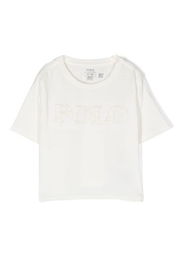 Ralph Lauren Kids cotton short-sleeved cropped T-shirt - Weiß