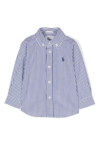 Ralph Lauren Kids logo-embroidered stripe-print shirt - Blau