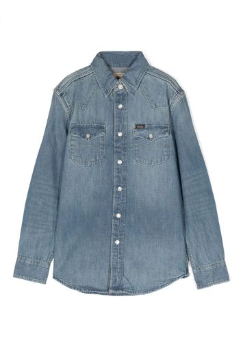 Ralph Lauren Kids button-up denim shirt - Blau