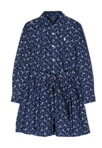 Ralph Lauren Kids floral-print shirt dress - Blau