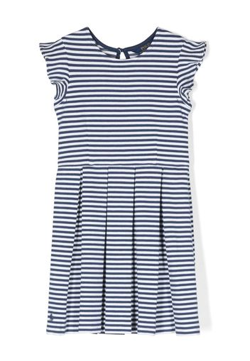 Ralph Lauren Kids horizontal-stripe pleated dress - Weiß