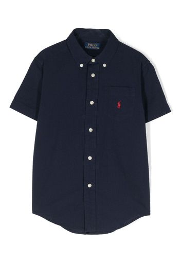 Ralph Lauren Kids logo-embroidered corduroy shirt - Blau