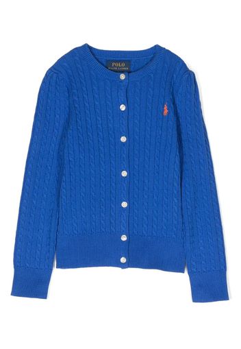 Ralph Lauren Kids logo-embroidered cable-knit cardigan - Blau