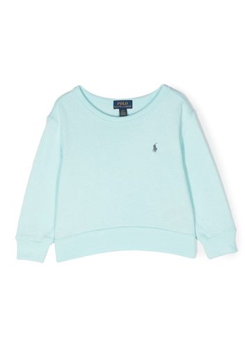 Ralph Lauren Kids logo-embroidered crew-neck sweatshirt - Blau