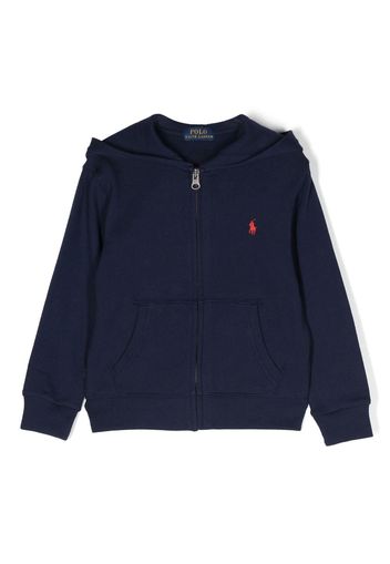 Ralph Lauren Kids logo-embroidery zip-up hoodie - Blau