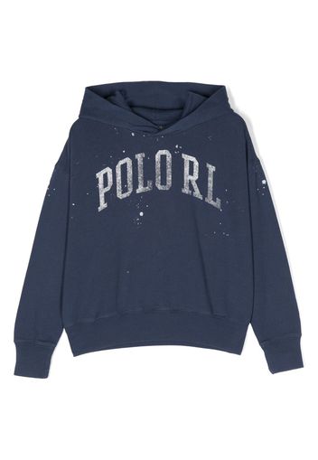 Ralph Lauren Kids logo-print cotton hoodie - Blau