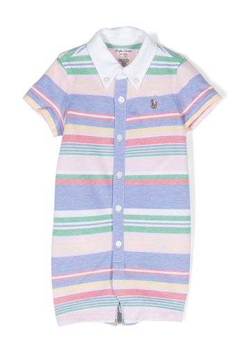 Ralph Lauren Kids embroidered-logo stripe-pattern romper - Grün