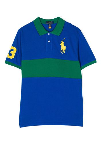 Ralph Lauren Kids colour-block logo-embroidered polo shirt - Blau