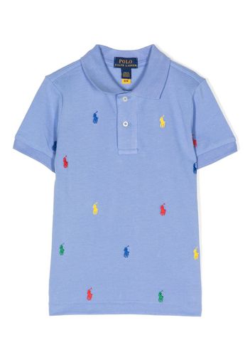 Ralph Lauren Kids embroidered-logo cotton polo shirt - Blau