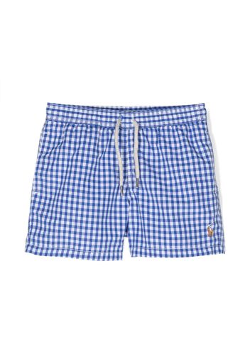 Ralph Lauren Kids Polo Pony drawstring swim shorts - Blau