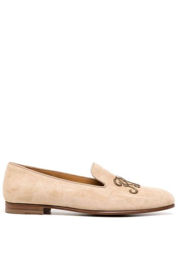 Ralph Lauren Collection logo-embroidered leather loafers - Braun