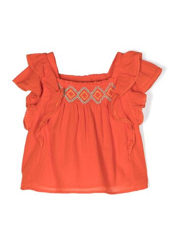 Ralph Lauren Kids embroidered ruffled blouse - Orange