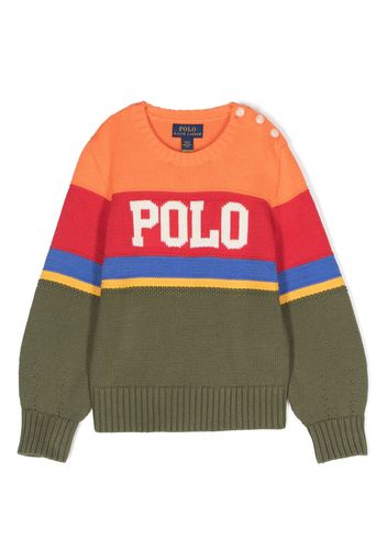 Ralph Lauren Kids logo-print striped jumper - Blau