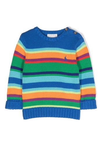 Ralph Lauren Kids Polo Pony stripe-print jumper - Blau