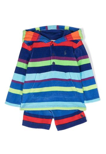 Ralph Lauren Kids Polo Pony-embroidered striped short set - Blau