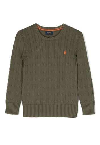 Ralph Lauren Kids Pullover mit Zopfmuster - Grün