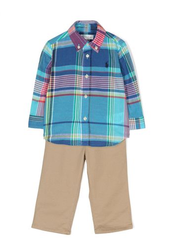 Ralph Lauren Kids plaid shirt and chino trousers set - Blau