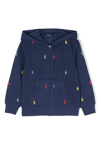 Ralph Lauren Kids logo-embroidered pocket hoodie - Blau