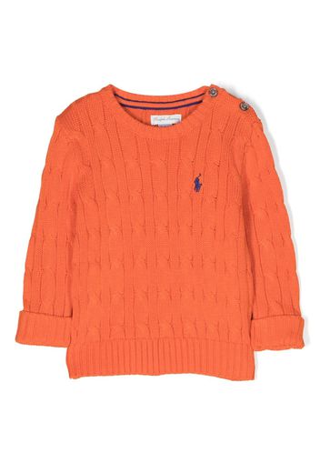 Ralph Lauren Kids Polo-Pony patch cable-knit jumper - Orange