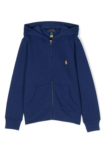 Ralph Lauren Kids Polo-Pony-embroidered zipped hoodie - Blau