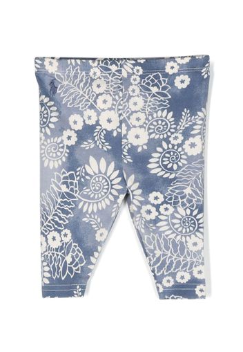 Ralph Lauren Kids botanical-print stretch-cotton leggings - Blau