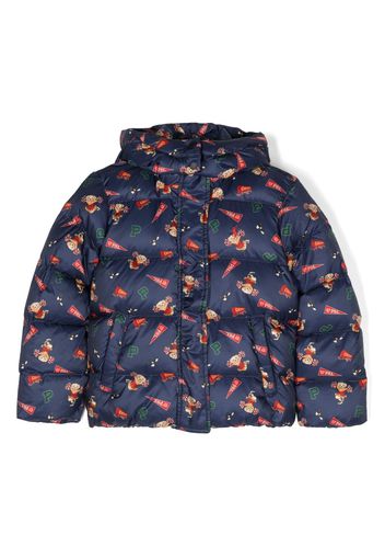 Ralph Lauren Kids Polo Bear-print feather-down jacket - Blau