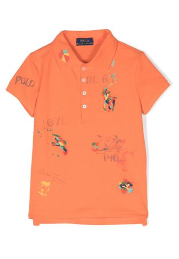 Ralph Lauren Kids embroidered cotton polo shirt - Orange