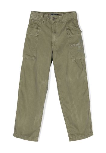 Ralph Lauren Kids logo-print cotton cargo trousers - Grün