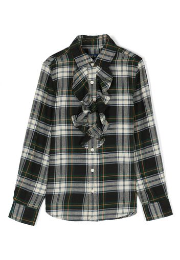 Ralph Lauren Kids plaid-check ruffled cotton shirt - Grün