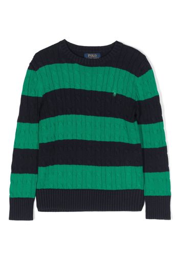 Ralph Lauren Kids stripe-print knitted cotton jumper - Blau