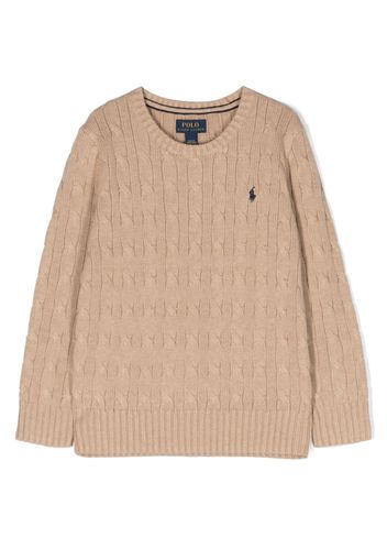 Ralph Lauren Kids Polo Pony cable-knit jumper - Nude