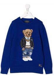 Ralph Lauren Kids teddy bear-print crew neck sweatshirt - Blau