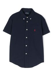 Ralph Lauren Kids logo-embroidered corduroy shirt - Blau