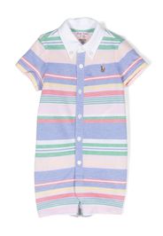 Ralph Lauren Kids embroidered-logo stripe-pattern romper - Grün