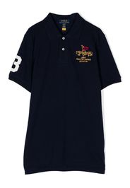 Ralph Lauren Kids embroidered-logo cotton polo dress - Blau