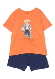 Ralph Lauren Kids Polo Bear-print cotton short set - Orange