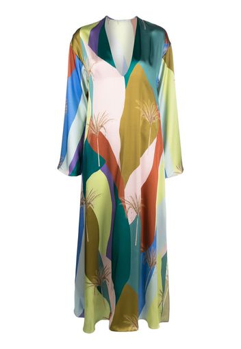 Raquel Diniz graphic-print silk maxi dress - Blau