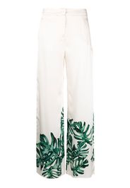 Raquel Diniz Petra silk leaf-print trousers - Weiß