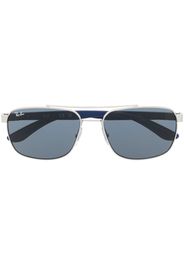 Ray-Ban engraved-logo square-frame sunglasses - Blau