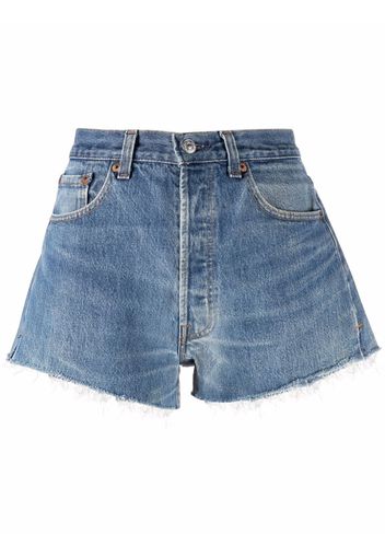 RE/DONE Jeans-Shorts mit ungesäumten Kanten - Blau