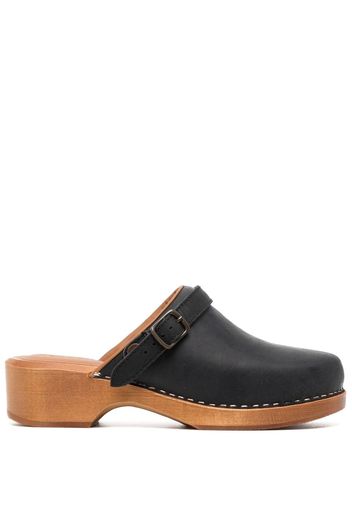 RE/DONE wooden-platform leather clogs - Schwarz